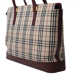 Burberry Nova Check Shoulder Beige Bordeaux Women's Canvas Leather Tote Bag BURBERRY