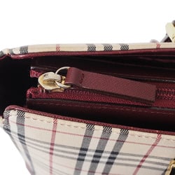 Burberry Nova Check Shoulder Beige Bordeaux Women's Canvas Leather Tote Bag BURBERRY