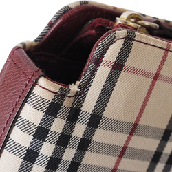 Burberry Nova Check Shoulder Beige Bordeaux Women's Canvas Leather Tote Bag BURBERRY