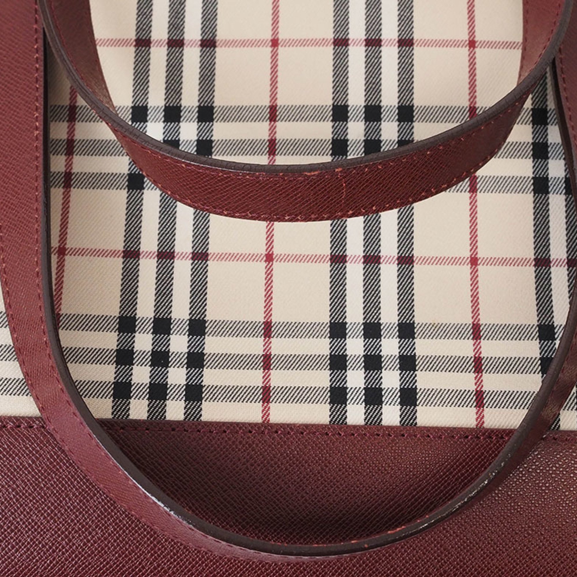 Burberry Nova Check Shoulder Beige Bordeaux Women's Canvas Leather Tote Bag BURBERRY