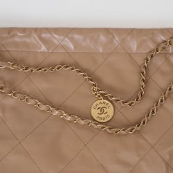 CHANEL Chanel 22 Small Handbag Beige AS3260 Women's Leather Matelasse Style