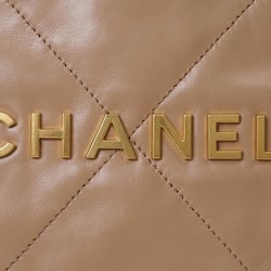 CHANEL Chanel 22 Small Handbag Beige AS3260 Women's Leather Matelasse Style