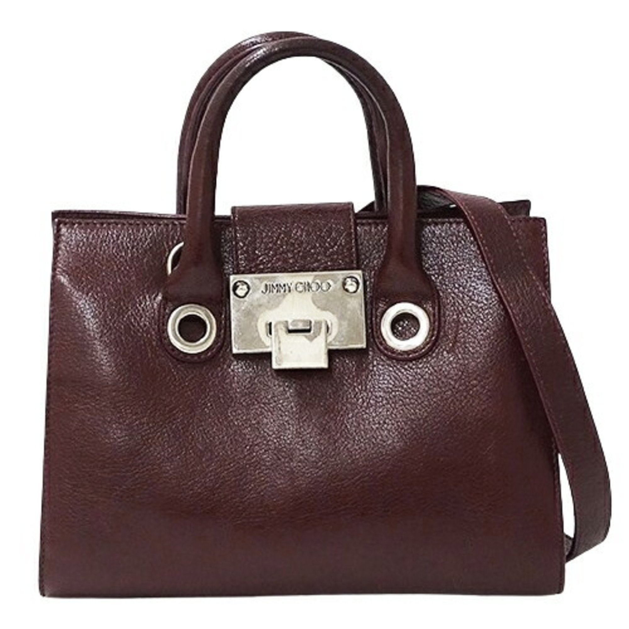 JIMMY CHOO Bags for Women Handbags Shoulder 2way Leather Riley Bordeaux Wine Red