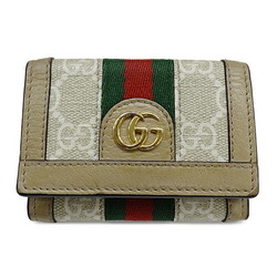 GUCCI Women's Ophidia Tri-fold Wallet GG Supreme Canvas Beige 735099 Compact