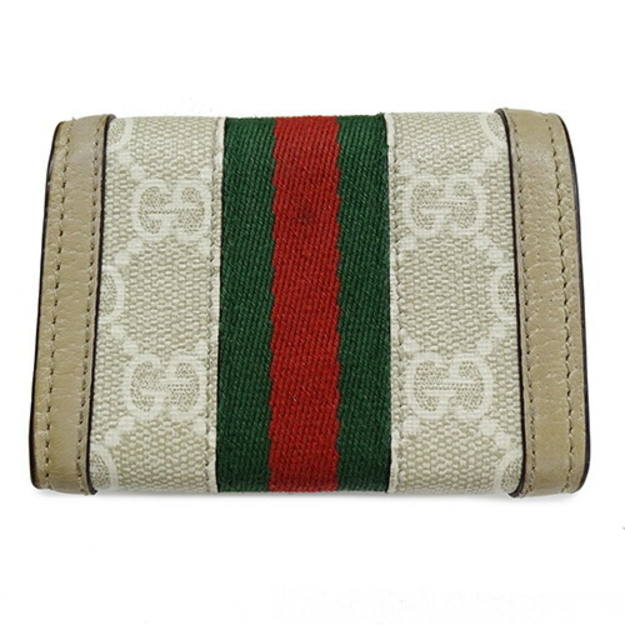 GUCCI Women's Ophidia Tri-fold Wallet GG Supreme Canvas Beige 735099 Compact