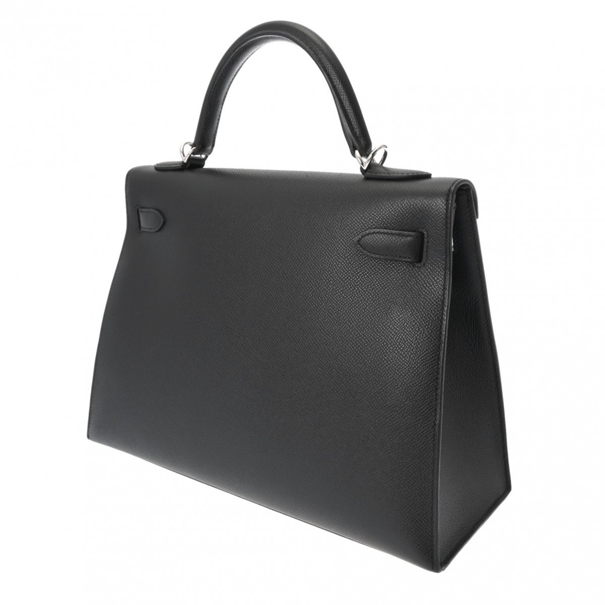 HERMES Kelly 32, Outer Stitching, Black, L Stamp (around 2008), Women's Epsom Leather Handbag