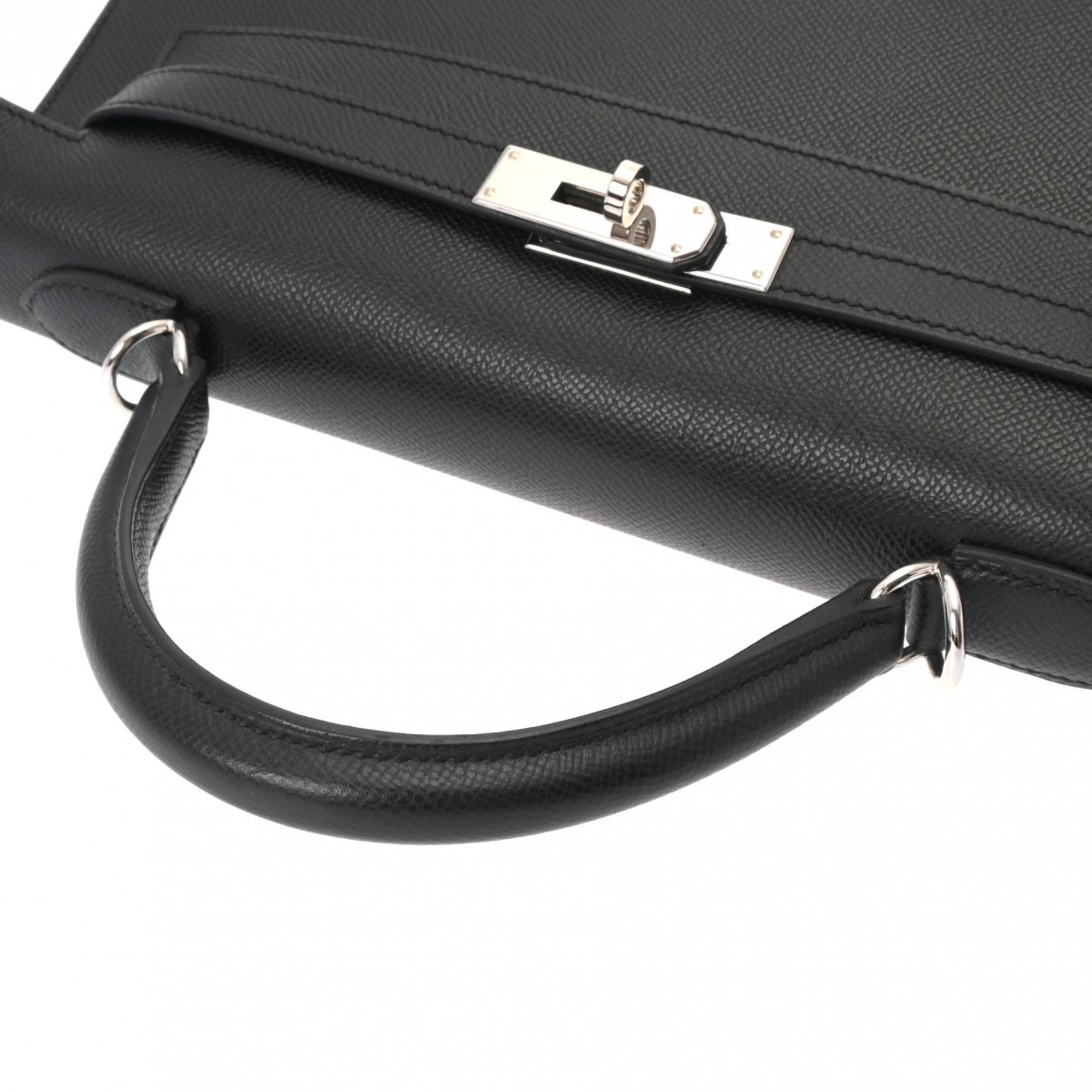 HERMES Kelly 32, Outer Stitching, Black, L Stamp (around 2008), Women's Epsom Leather Handbag