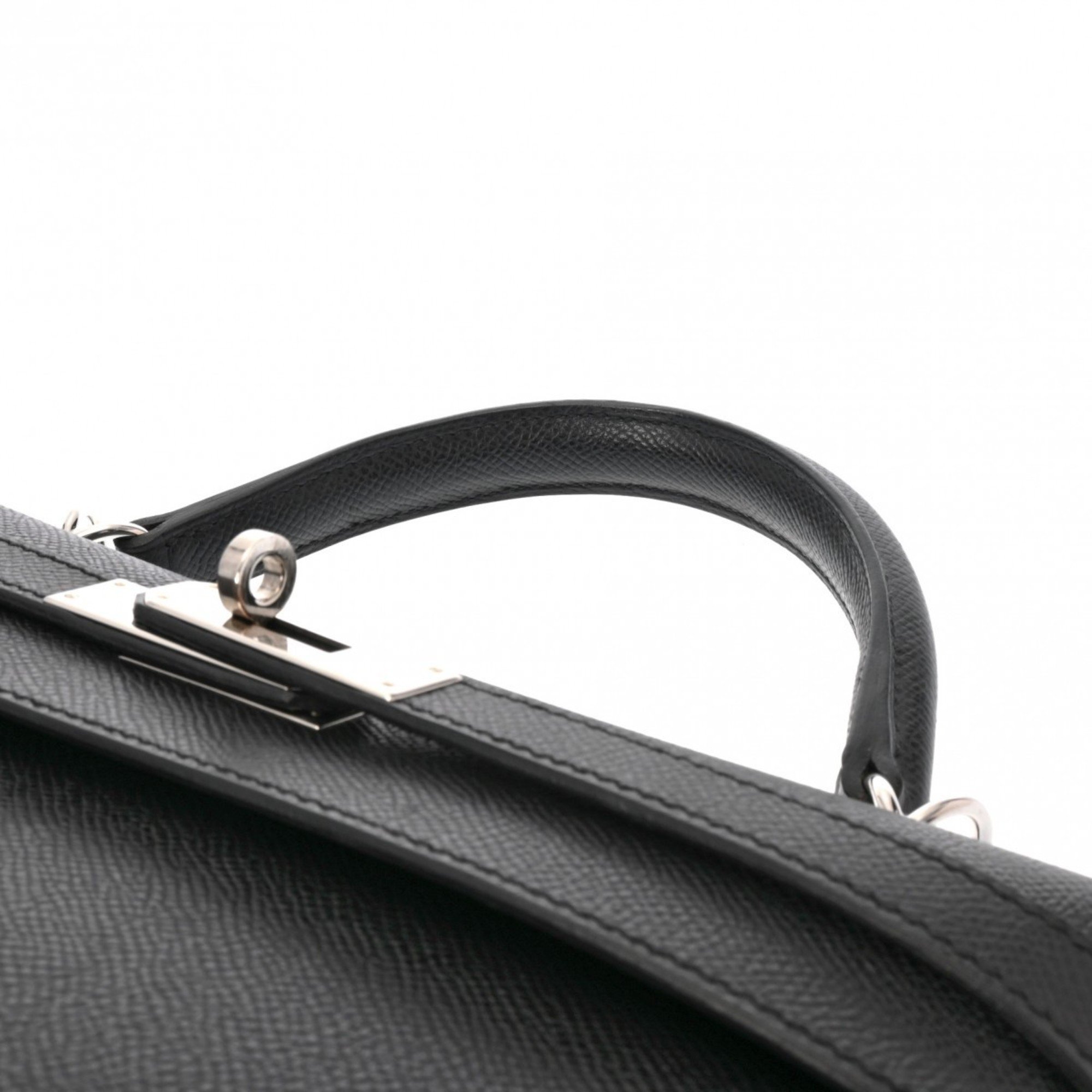 HERMES Kelly 32, Outer Stitching, Black, L Stamp (around 2008), Women's Epsom Leather Handbag