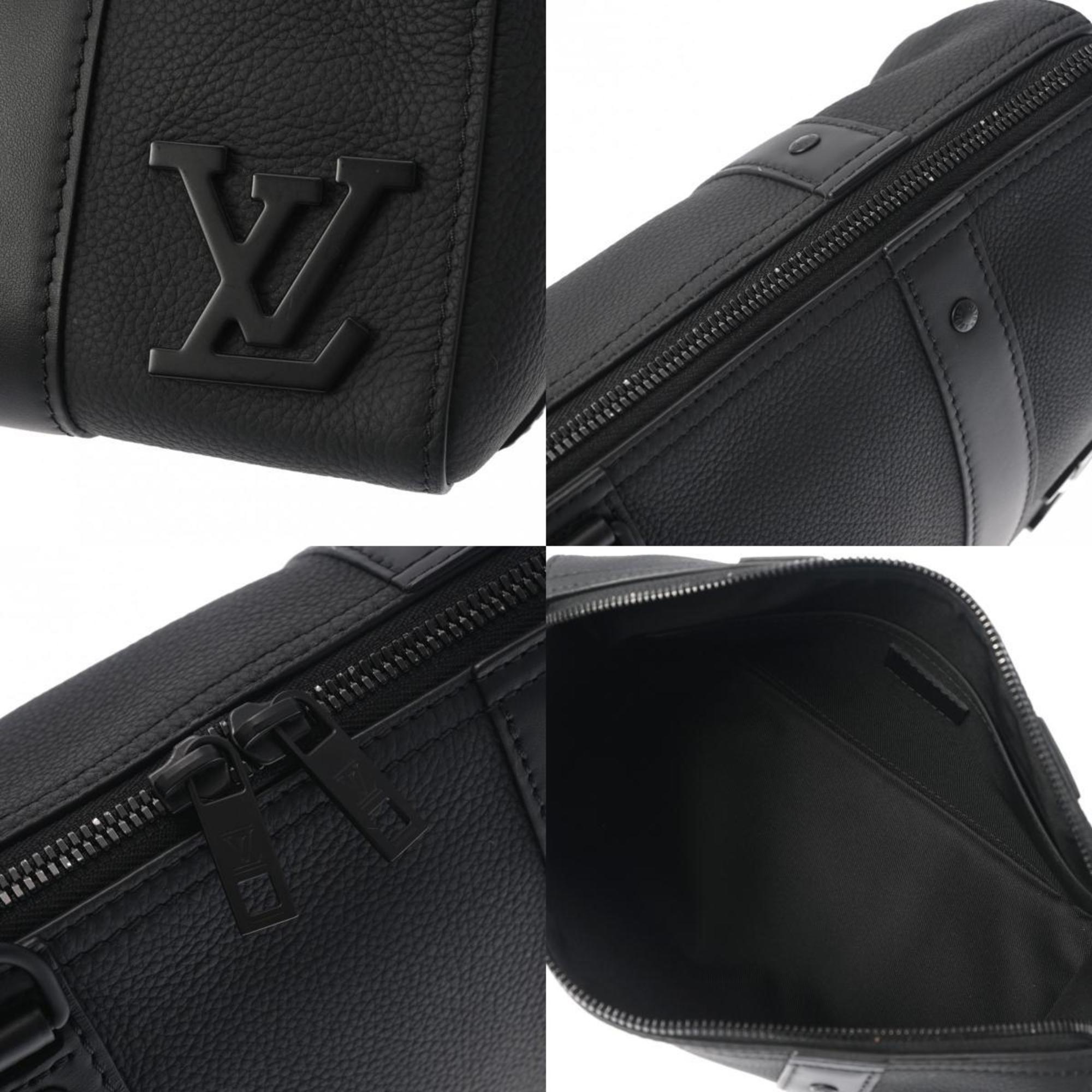 LOUIS VUITTON Aerogram City Keepall Noir M59255 Men's Taurillon Leather Shoulder Bag