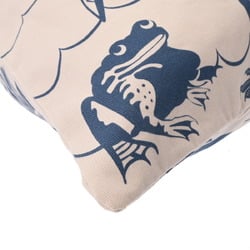 LOEWE Drawstring Bird Frog Plant Motif Ivory/Blue Women's Canvas Pouch