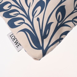 LOEWE Drawstring Bird Frog Plant Motif Ivory/Blue Women's Canvas Pouch