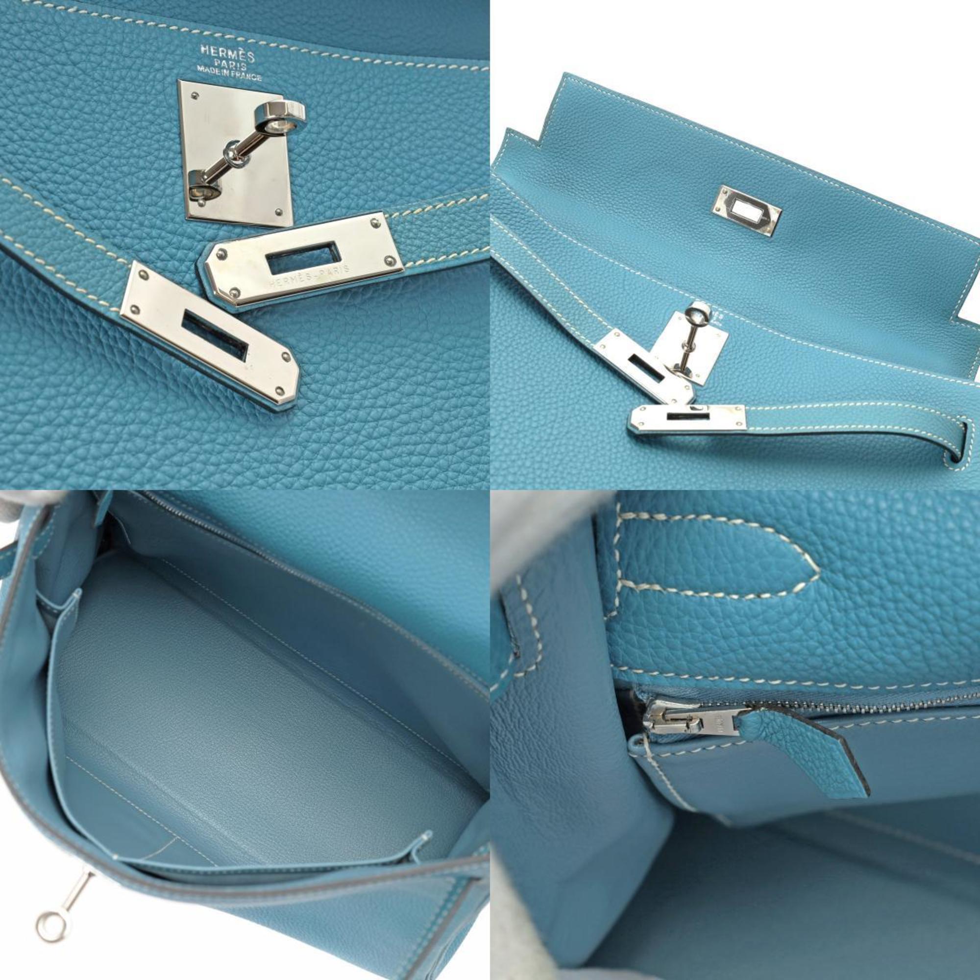 HERMES Kelly 32, in-stitched, blue jean, H stamp (around 2004), ladies' Togo bag