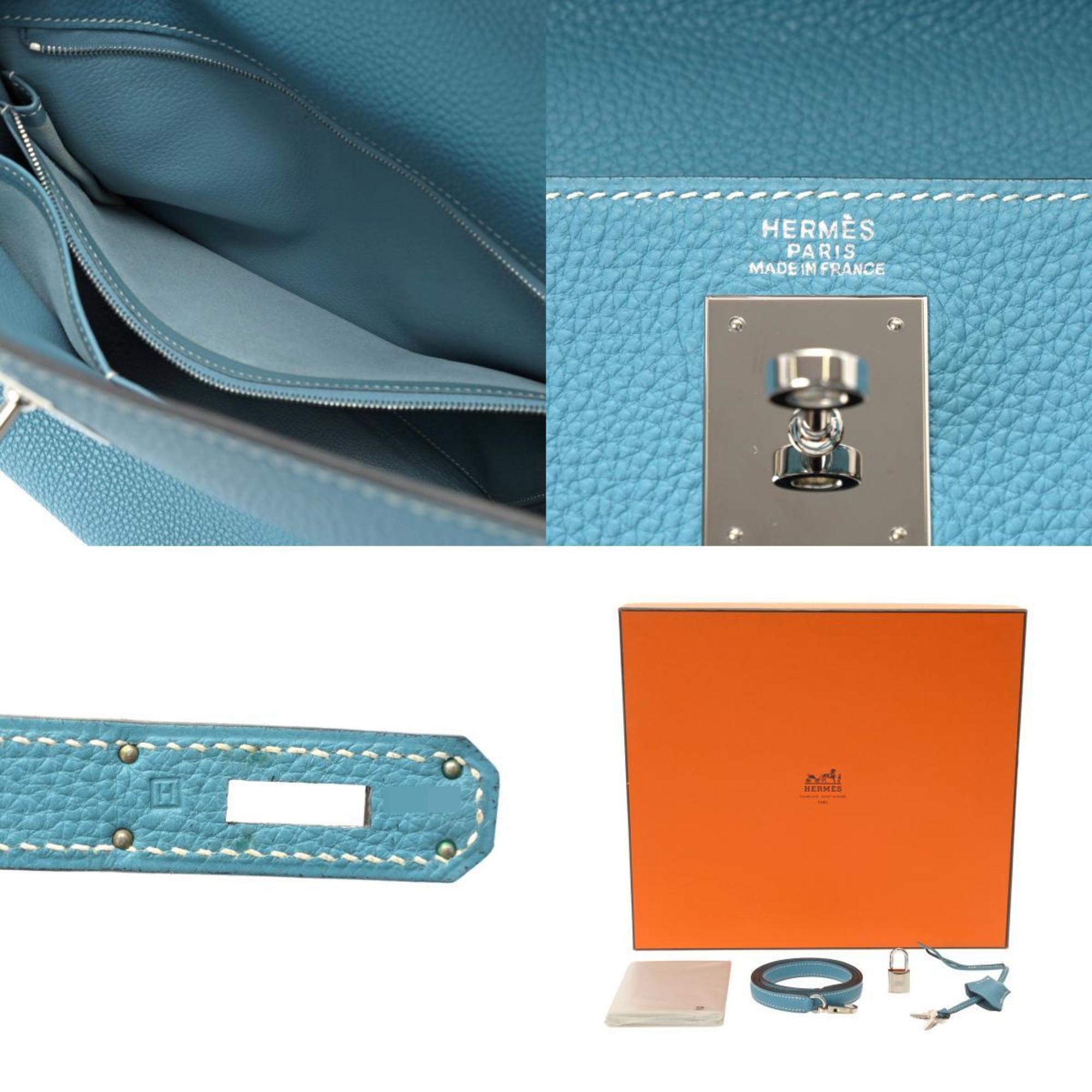 HERMES Kelly 32, in-stitched, blue jean, H stamp (around 2004), ladies' Togo bag