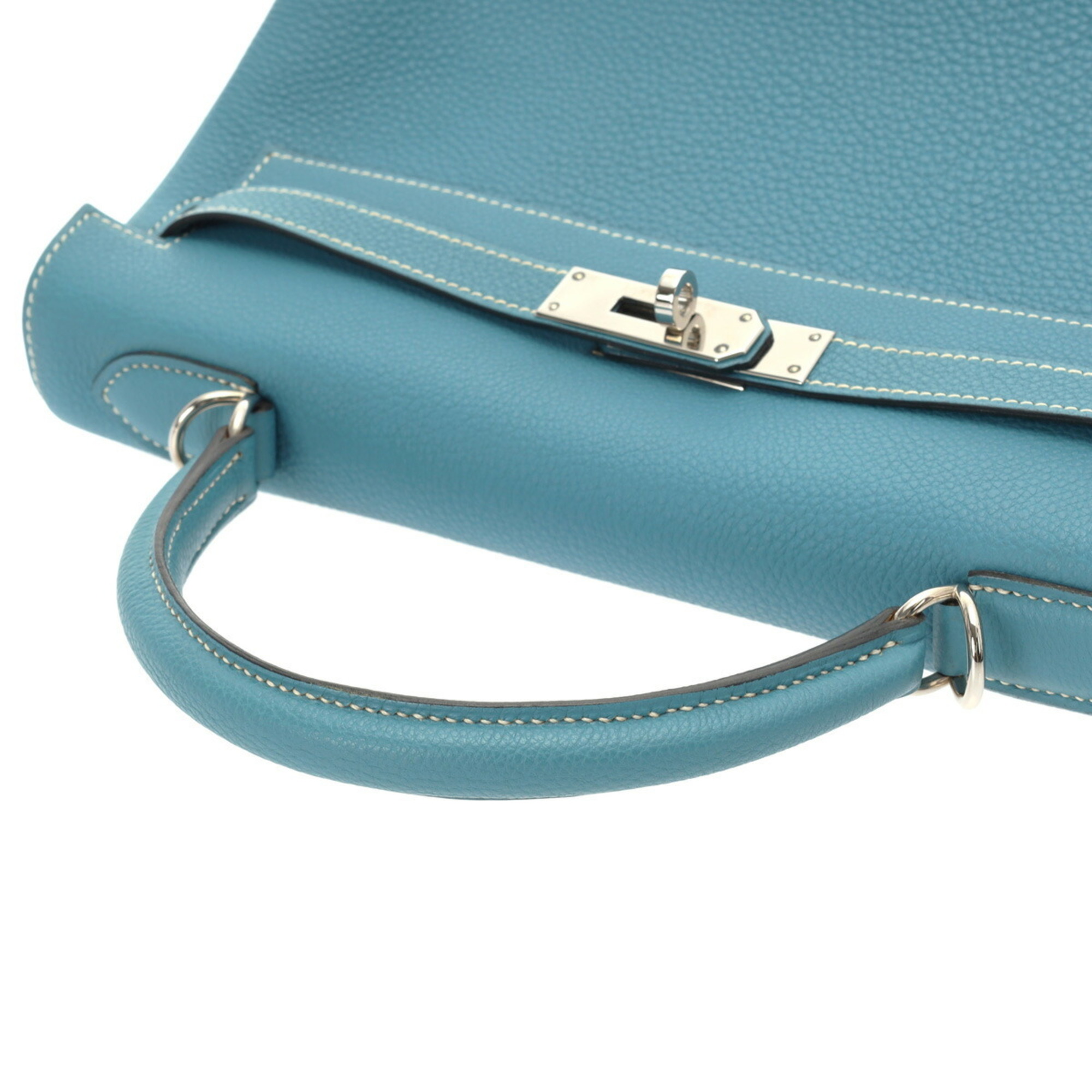 HERMES Kelly 32, in-stitched, blue jean, H stamp (around 2004), ladies' Togo bag