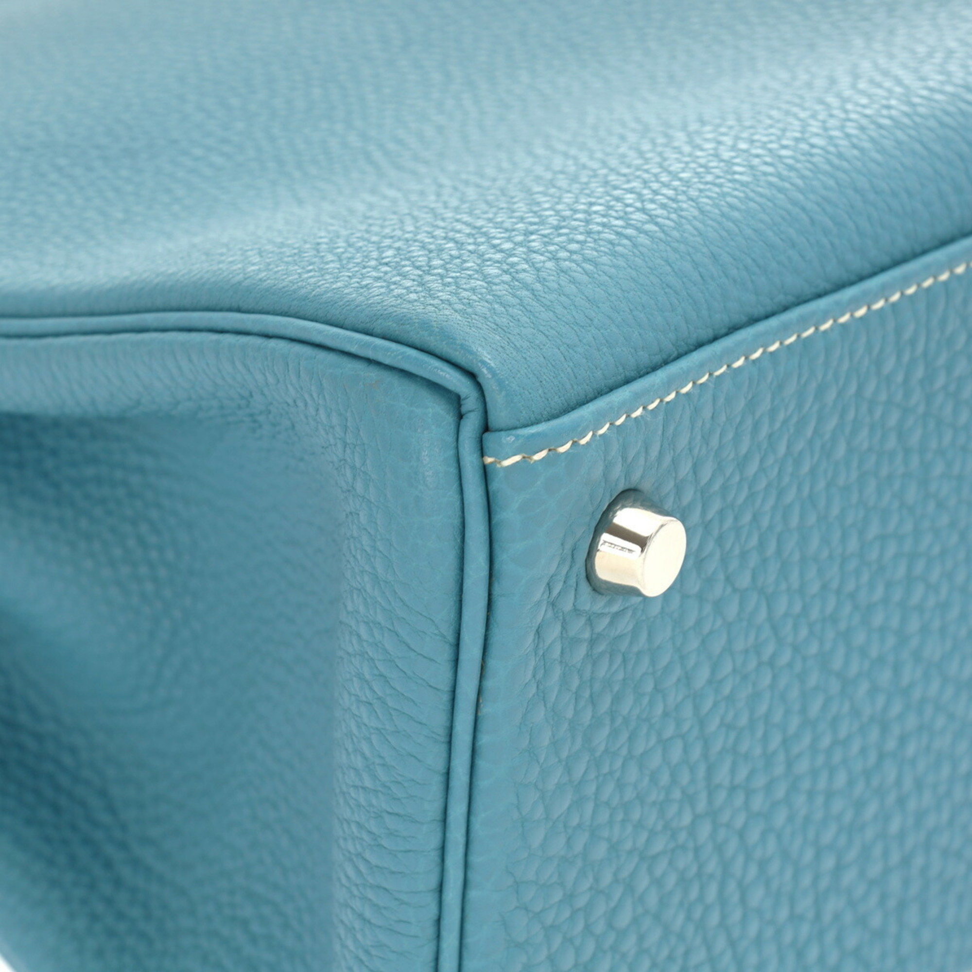 HERMES Kelly 32, in-stitched, blue jean, H stamp (around 2004), ladies' Togo bag