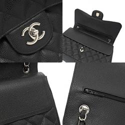 CHANEL Chanel Matelasse W-Flap Chain Shoulder Bag 30cm Black A58600 Women's Caviar Skin