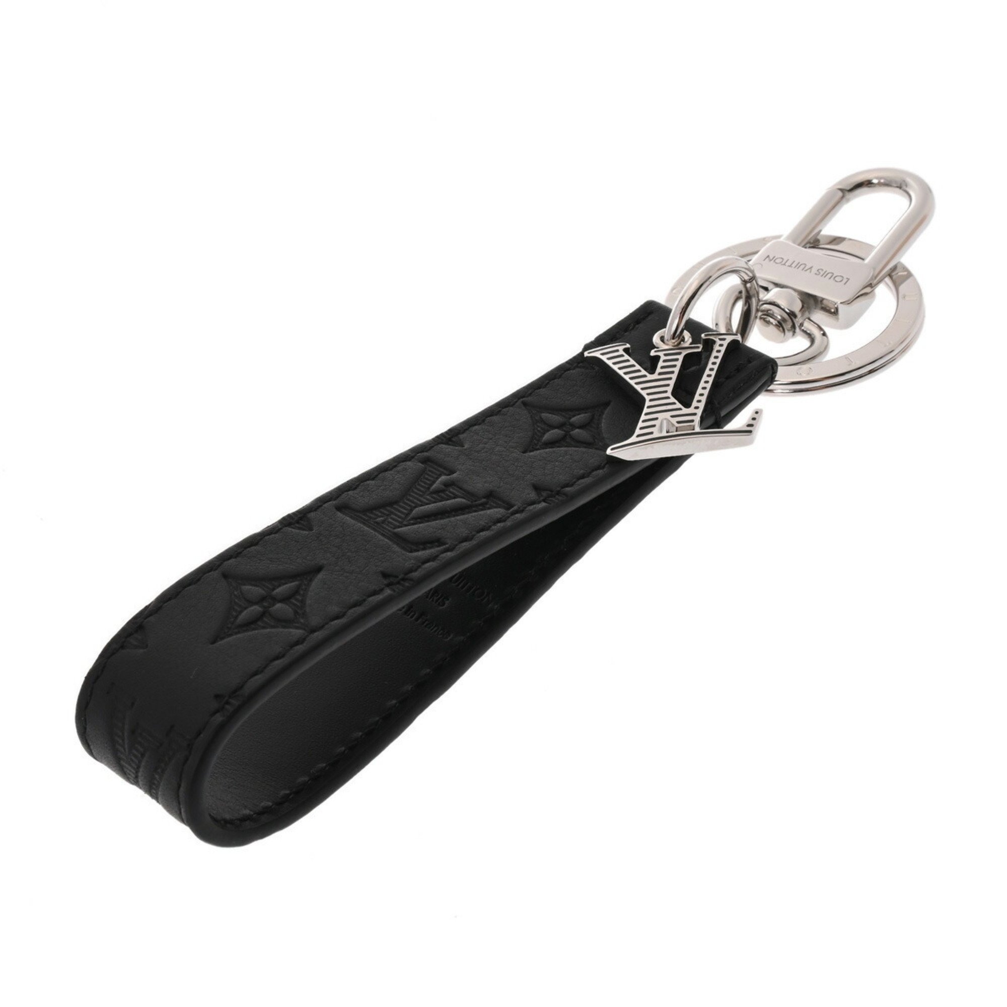 LOUIS VUITTON Louis Vuitton Dragonne Black M01298 Unisex Leather Keychain