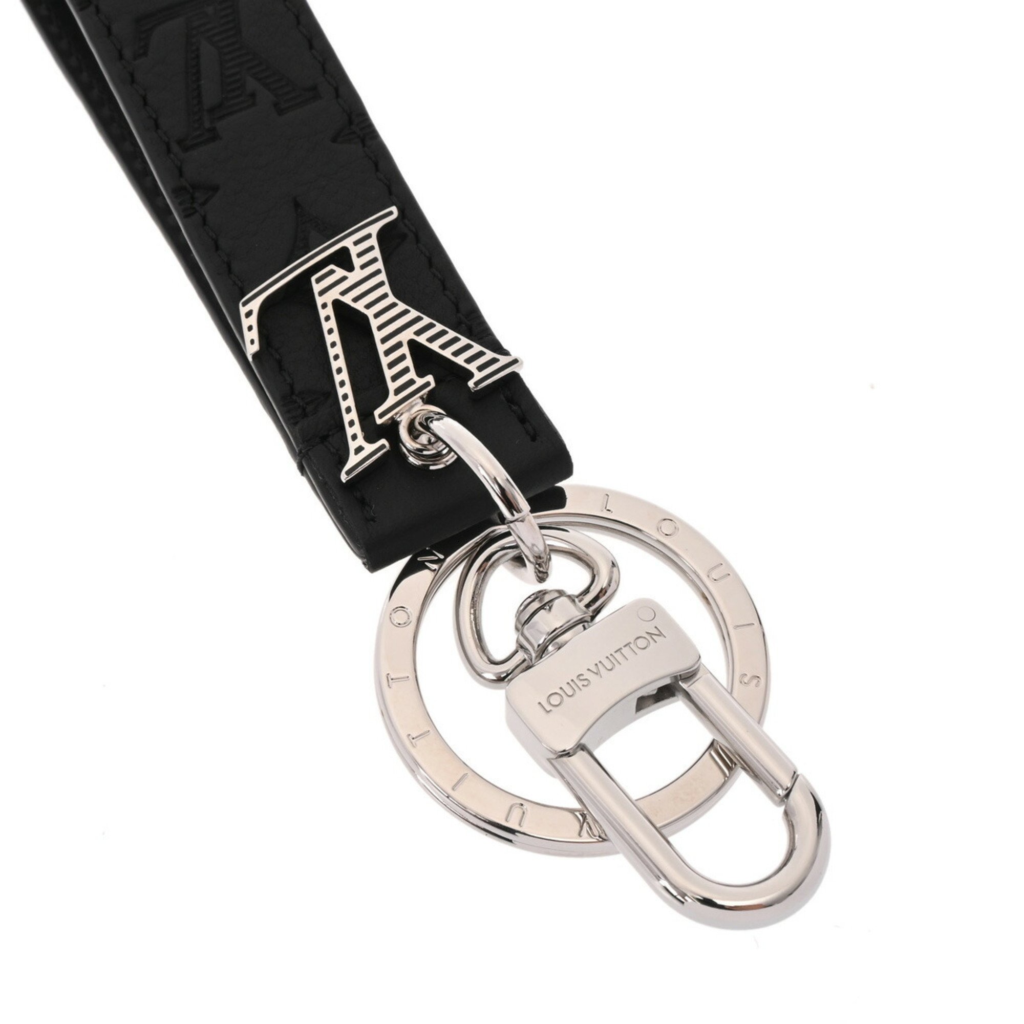 LOUIS VUITTON Louis Vuitton Dragonne Black M01298 Unisex Leather Keychain