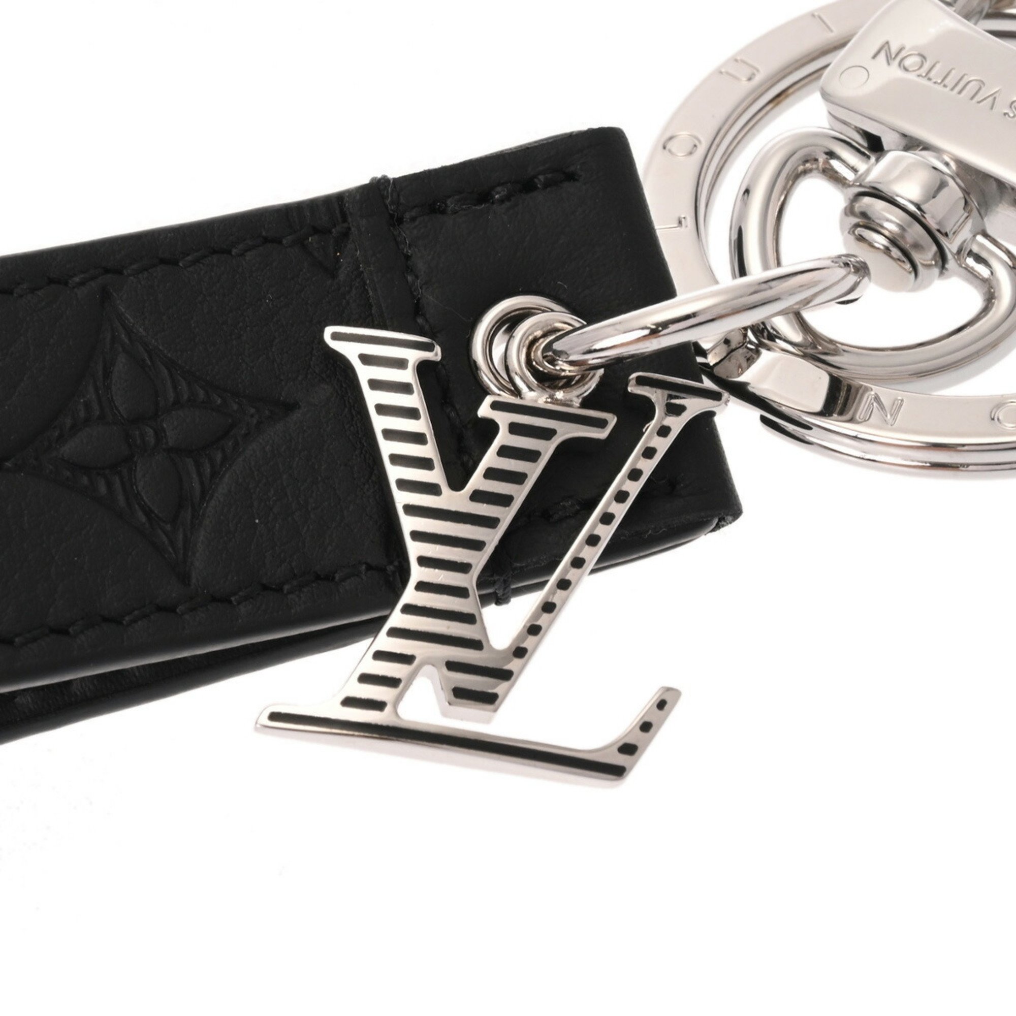 LOUIS VUITTON Louis Vuitton Dragonne Black M01298 Unisex Leather Keychain