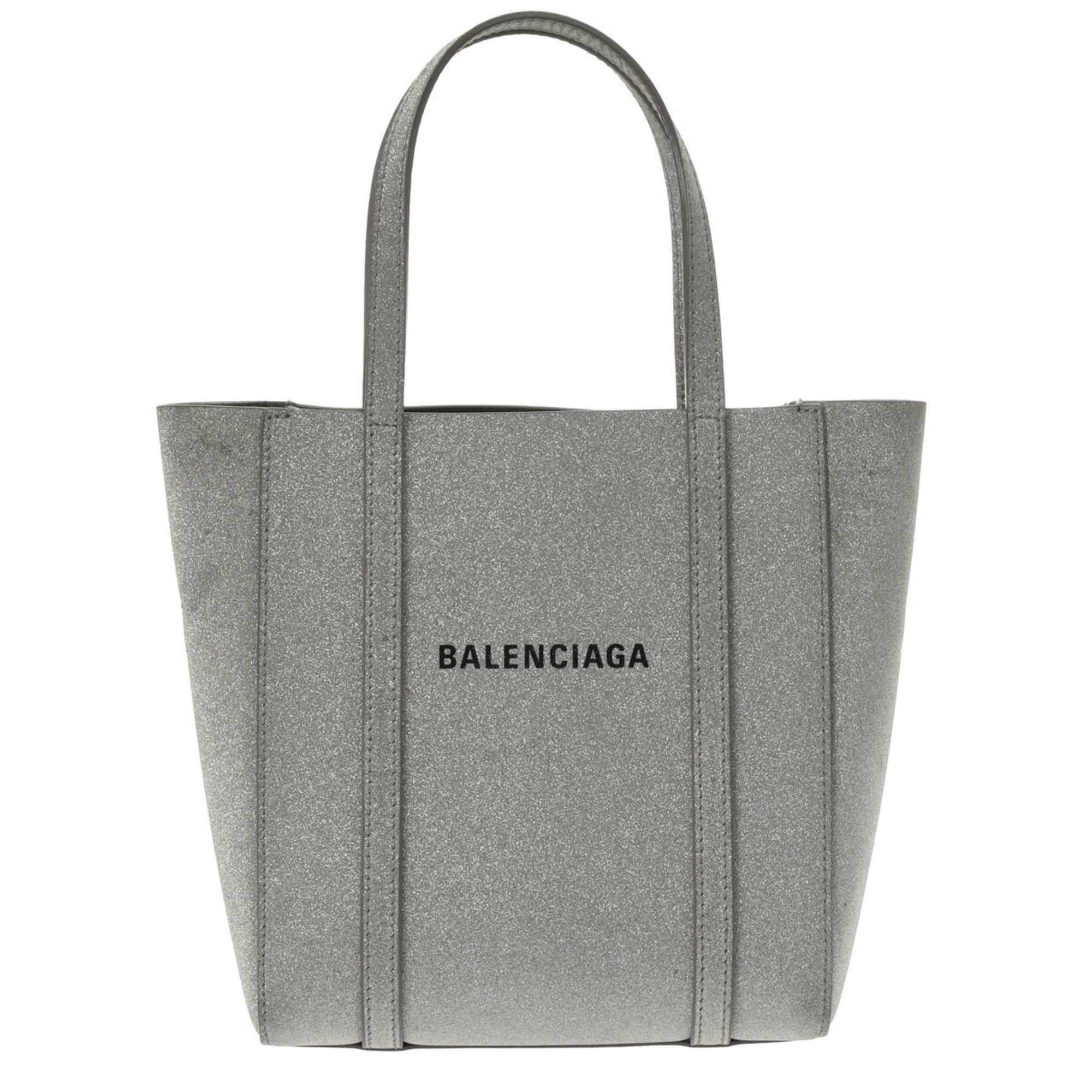 BALENCIAGA Everyday XXS Silver Lamé Women's Leather Handbag