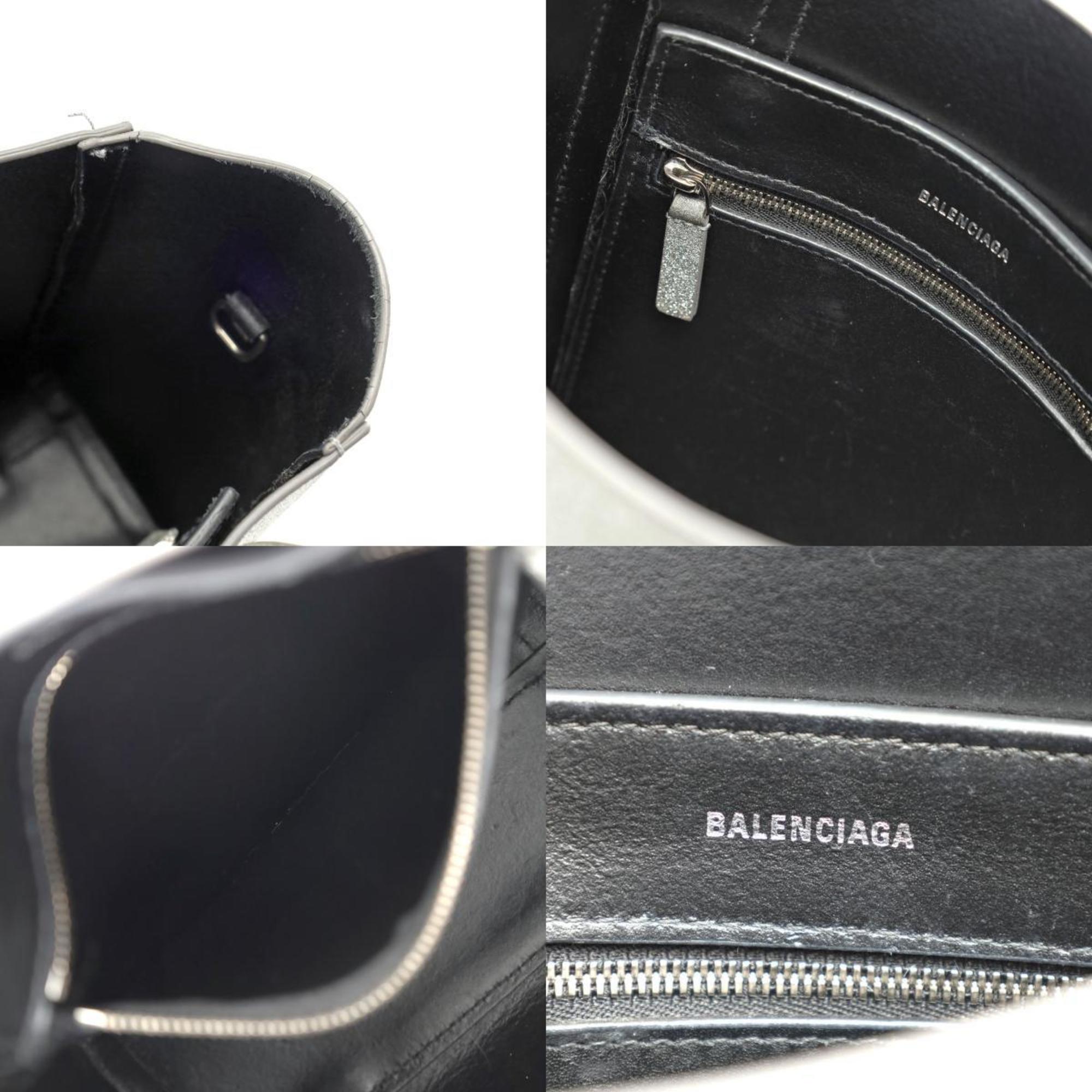 BALENCIAGA Everyday XXS Silver Lamé Women's Leather Handbag