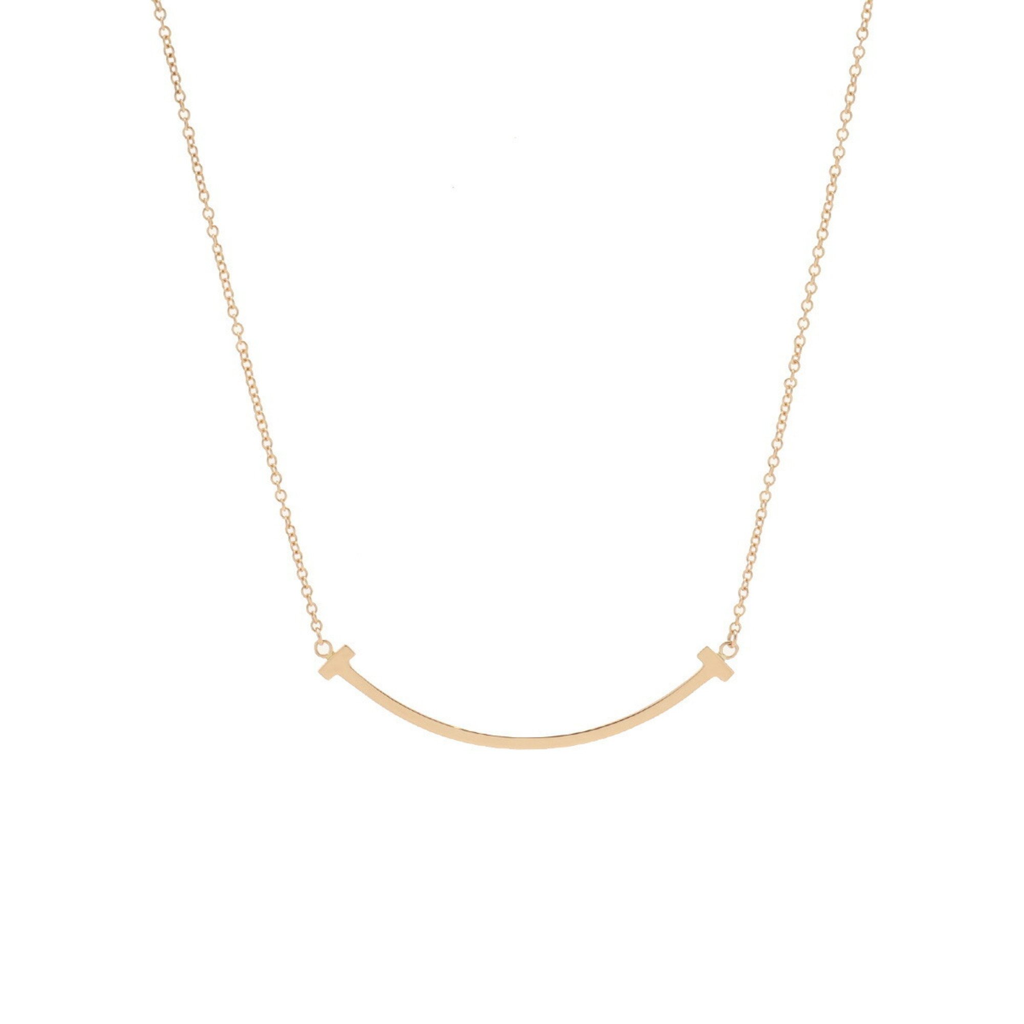 TIFFANY&Co. Tiffany T Smile Small Women's K18 Pink Gold Necklace