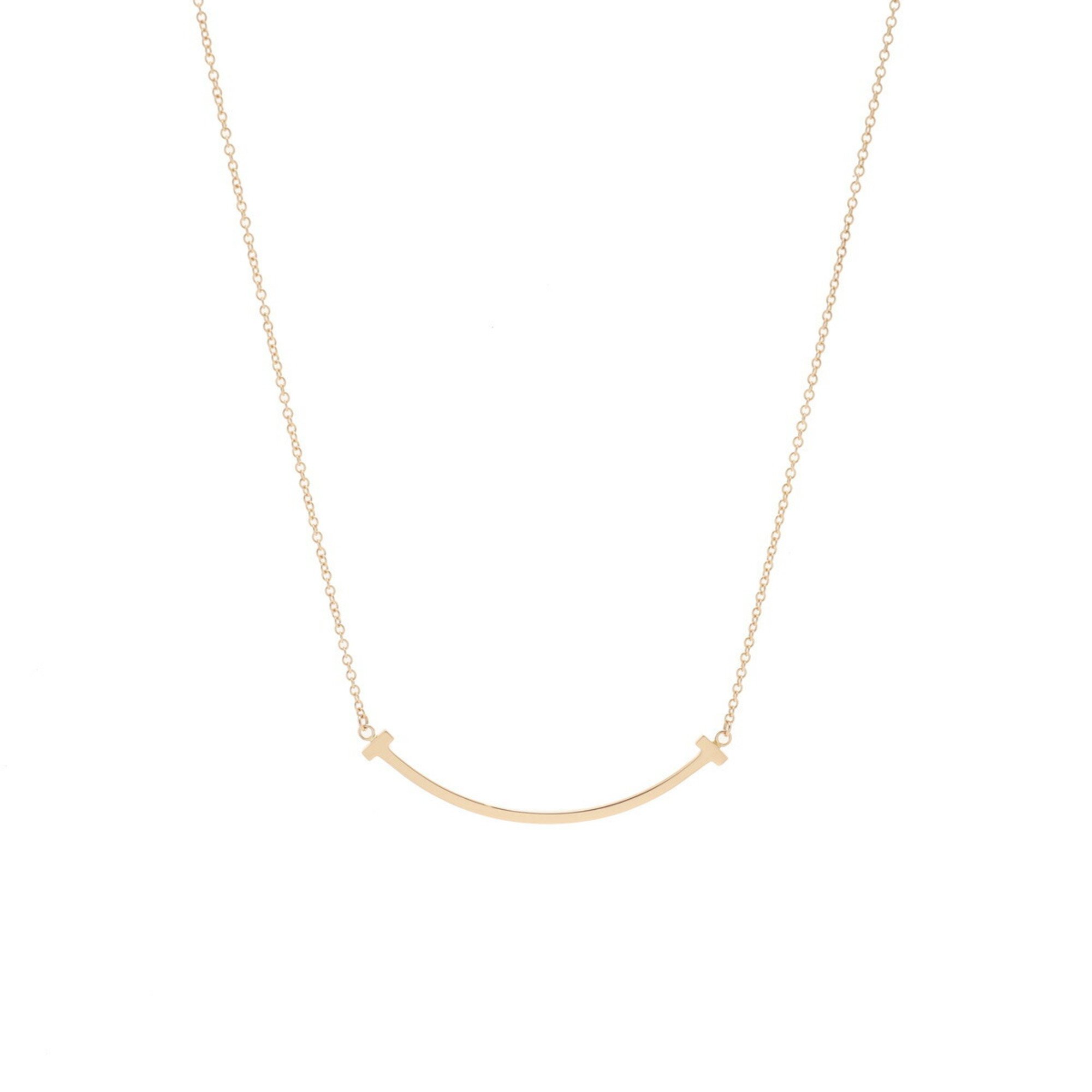 TIFFANY&Co. Tiffany T Smile Small Women's K18 Pink Gold Necklace