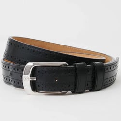 Louis Vuitton Belt Santur 95cm Black Men's Leather Openwork Silver Buckle LOUIS VUITTON