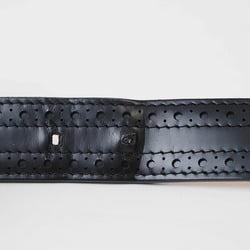 Louis Vuitton Belt Santur 95cm Black Men's Leather Openwork Silver Buckle LOUIS VUITTON