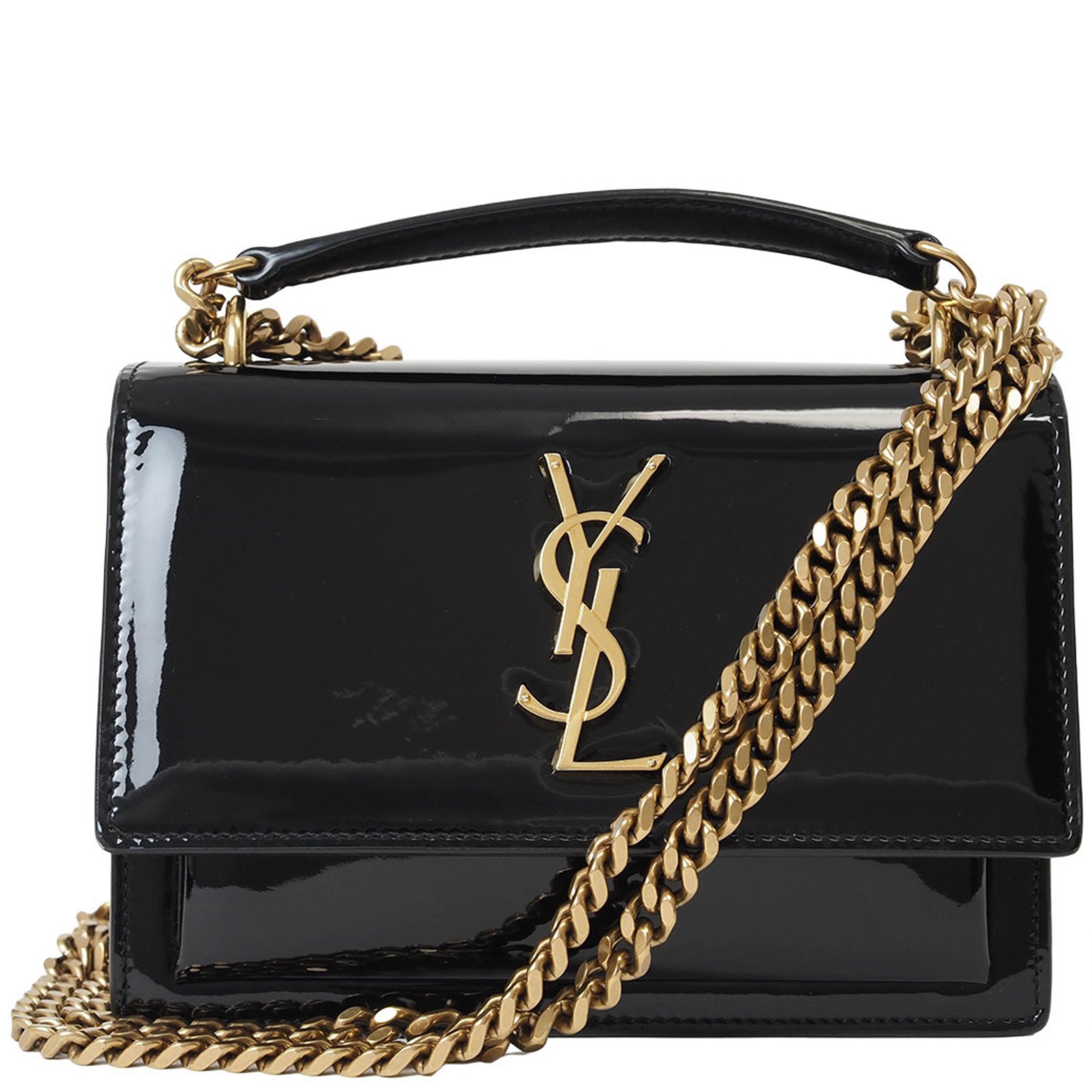 Saint Laurent Paris Sunset Chain Shoulder Bag Black 441972 Women's Enamel SAINT LAURENT