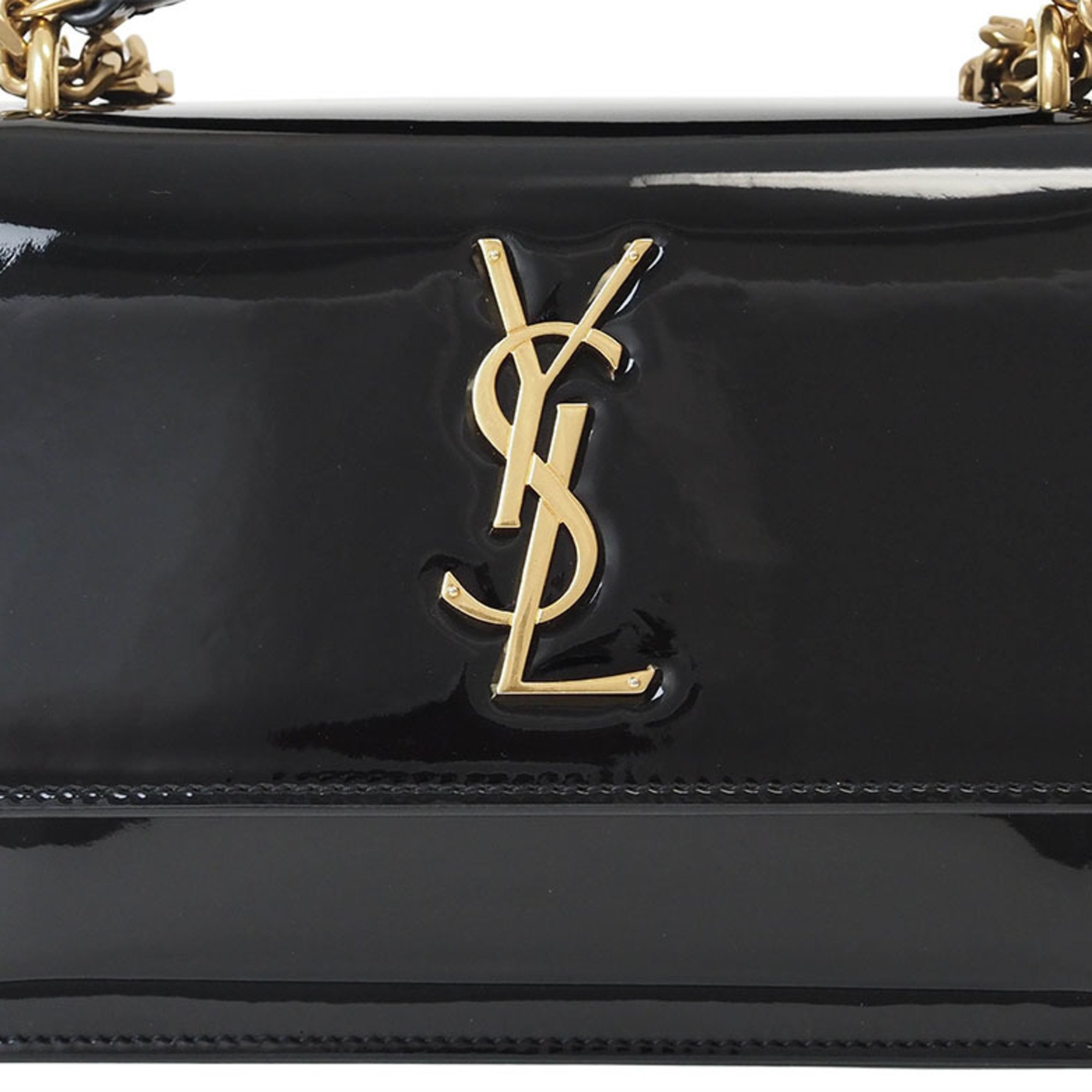 Saint Laurent Paris Sunset Chain Shoulder Bag Black 441972 Women's Enamel SAINT LAURENT