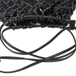 Prada Mesh Satin Chain Shoulder Bag Black 1BC075 Women's Leather Clutch PRADA