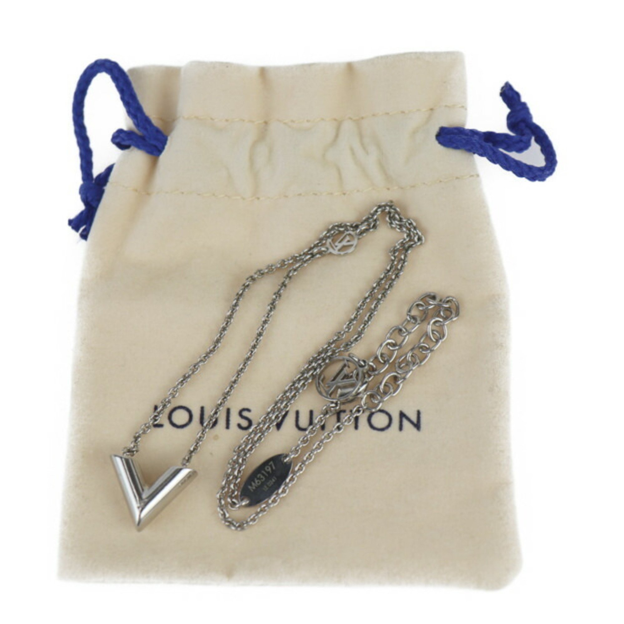 LOUIS VUITTON Louis Vuitton Necklace Essential V M63197 Metal Silver