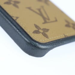 LOUIS VUITTON Louis Vuitton iPhone Bumper 15 Pro Accessory M82889 Monogram Reverse Leather Brown Black Case Smartphone