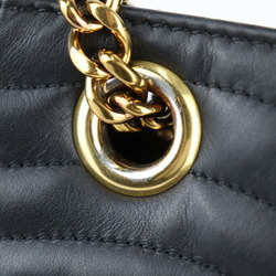 LOUIS VUITTON Louis Vuitton New Wave Chain Tote Handbag M51496 Calf Leather Black Shoulder Bag Quilted