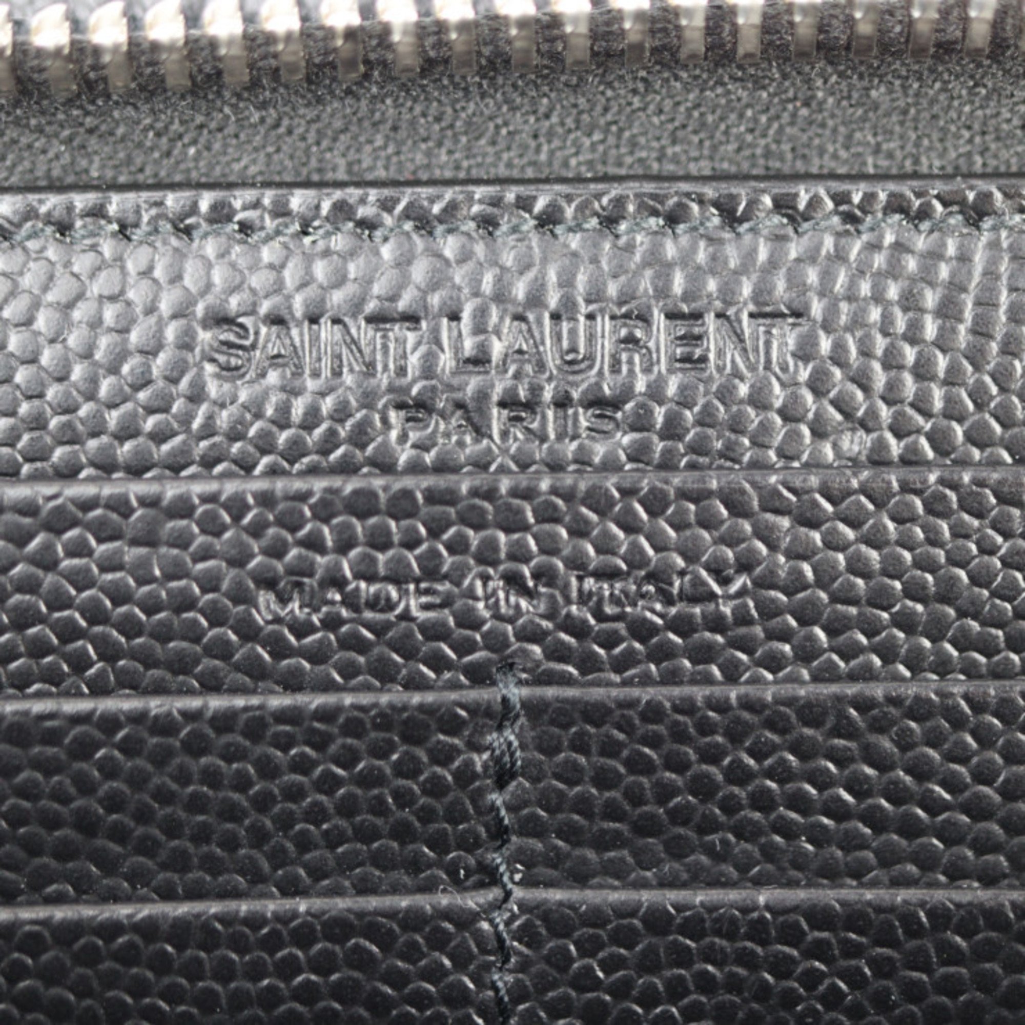 Yves Saint Laurent SAINT LAURENT PARIS Saint Laurent Paris Round Zip Wallet Long 534290 Grain Powder Textured Leather Black