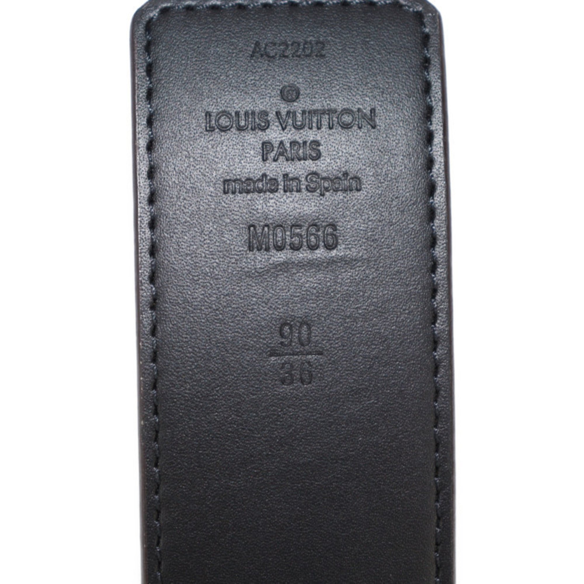 LOUIS VUITTON Louis Vuitton Santur LV Initial 40MM Belt M0566U Size 90 36 Monogram Canvas Leather Brown Black Reversible