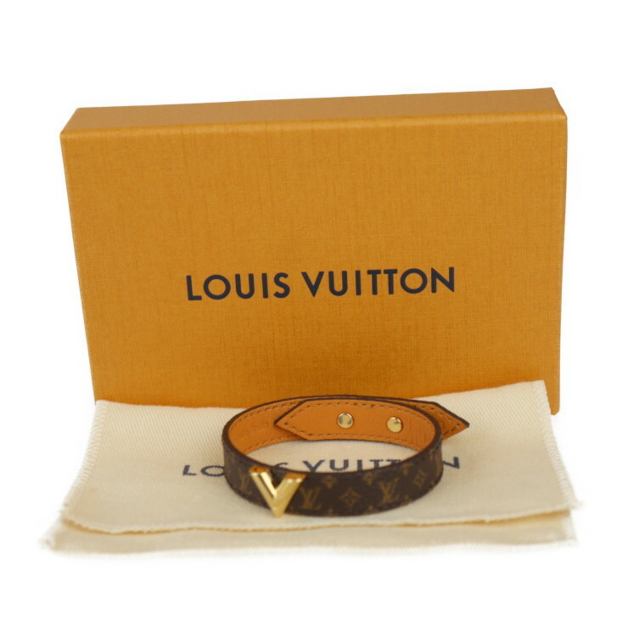 LOUIS VUITTON Louis Vuitton Bracelet Essential V M6042F Monogram Canvas Leather Brown