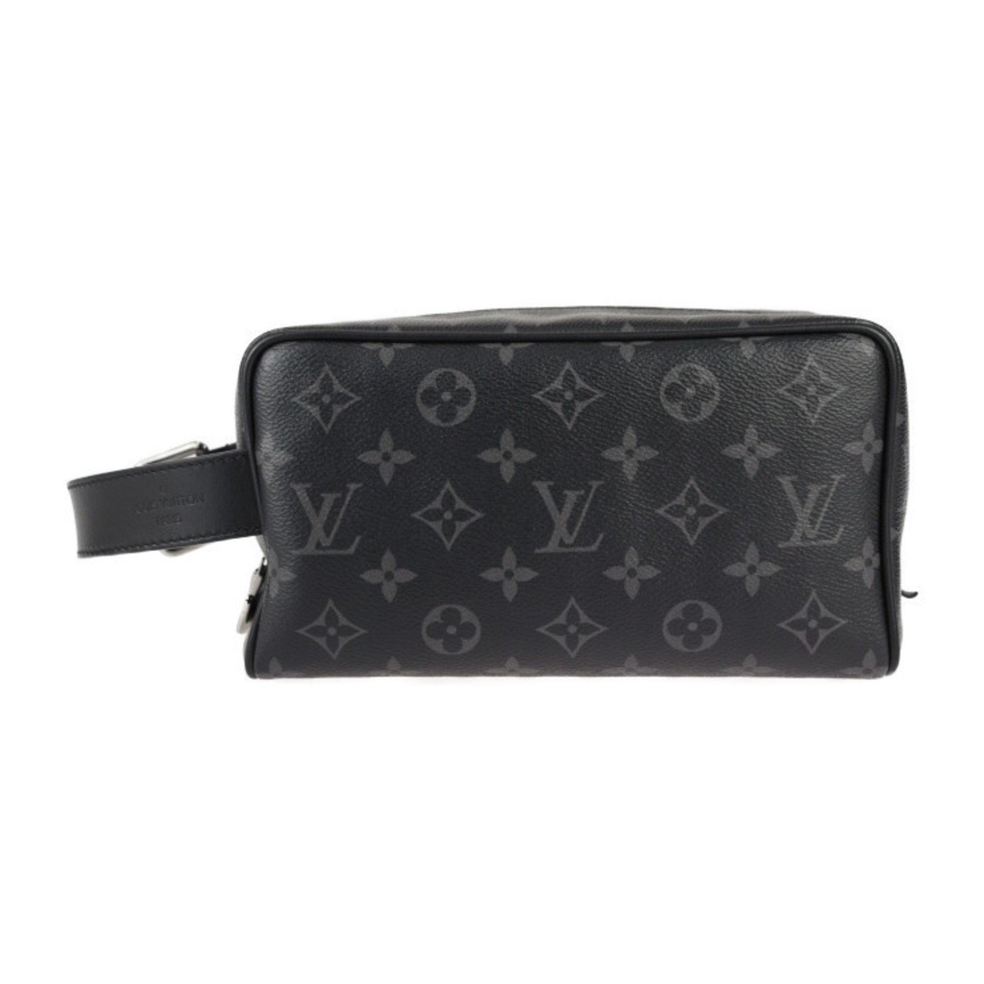 LOUIS VUITTON Louis Vuitton Locker Dopp Kit Second Bag M83113 Monogram Eclipse Leather Black Grey Clutch Handbag Pouch