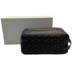 JIMMY CHOO Star Embossed Second Bag Travel Pouch Leather Black KB-8778