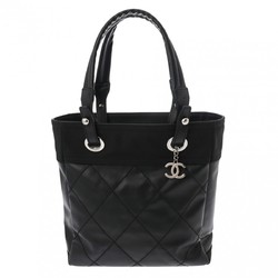 CHANEL Paris Biarritz Tote PM Black A34208 Women's Coated Canvas Bag