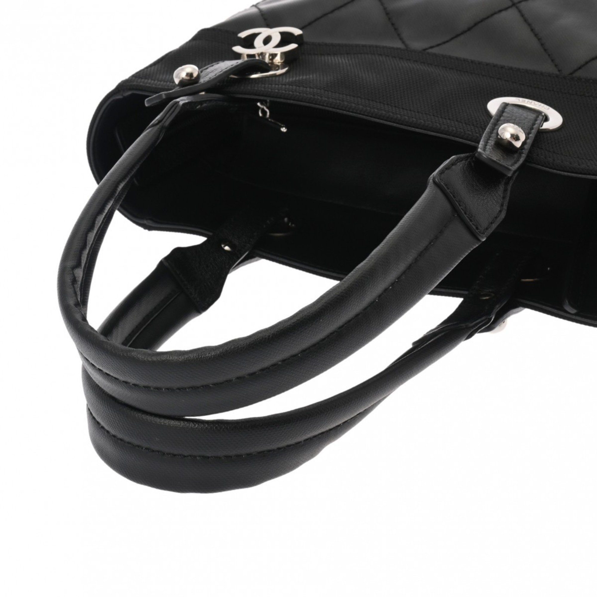 CHANEL Paris Biarritz Tote PM Black A34208 Women's Coated Canvas Bag