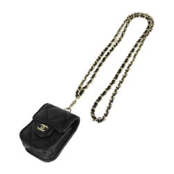 CHANEL Chanel Airpods Case 2nd Generation Exclusive Matelasse Accessory AP1647 Caviar Skin Black Chain Neck Strap Earphone Holder Coco Mark