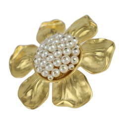 GIVENCHY Pin Brooch - Metal, fake pearl, gold, flower motif