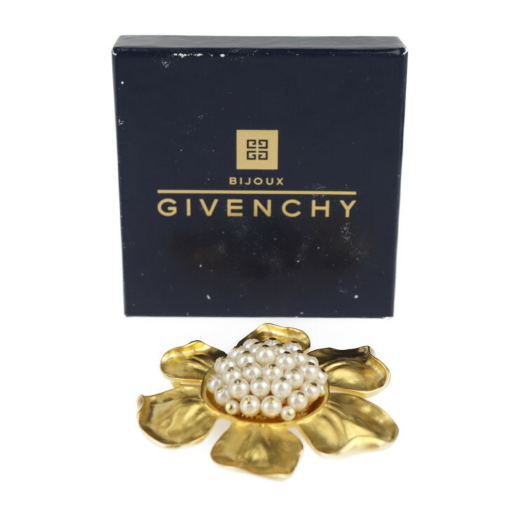 GIVENCHY Pin Brooch - Metal, fake pearl, gold, flower motif