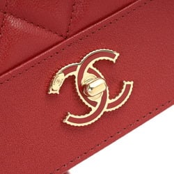 CHANEL Mademoiselle Chain Wallet Red Women's Lambskin Shoulder Bag