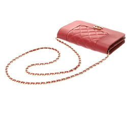 CHANEL Mademoiselle Chain Wallet Red Women's Lambskin Shoulder Bag