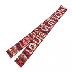 LOUIS VUITTON Louis Vuitton Bandeau Leopard Red/Navy Women's 100% Silk Scarf Muffler