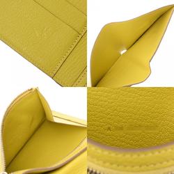 HERMES Click 12 Lime A Stamp (around 2017) Unisex Chevre Bi-fold Wallet