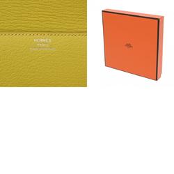 HERMES Click 12 Lime A Stamp (around 2017) Unisex Chevre Bi-fold Wallet